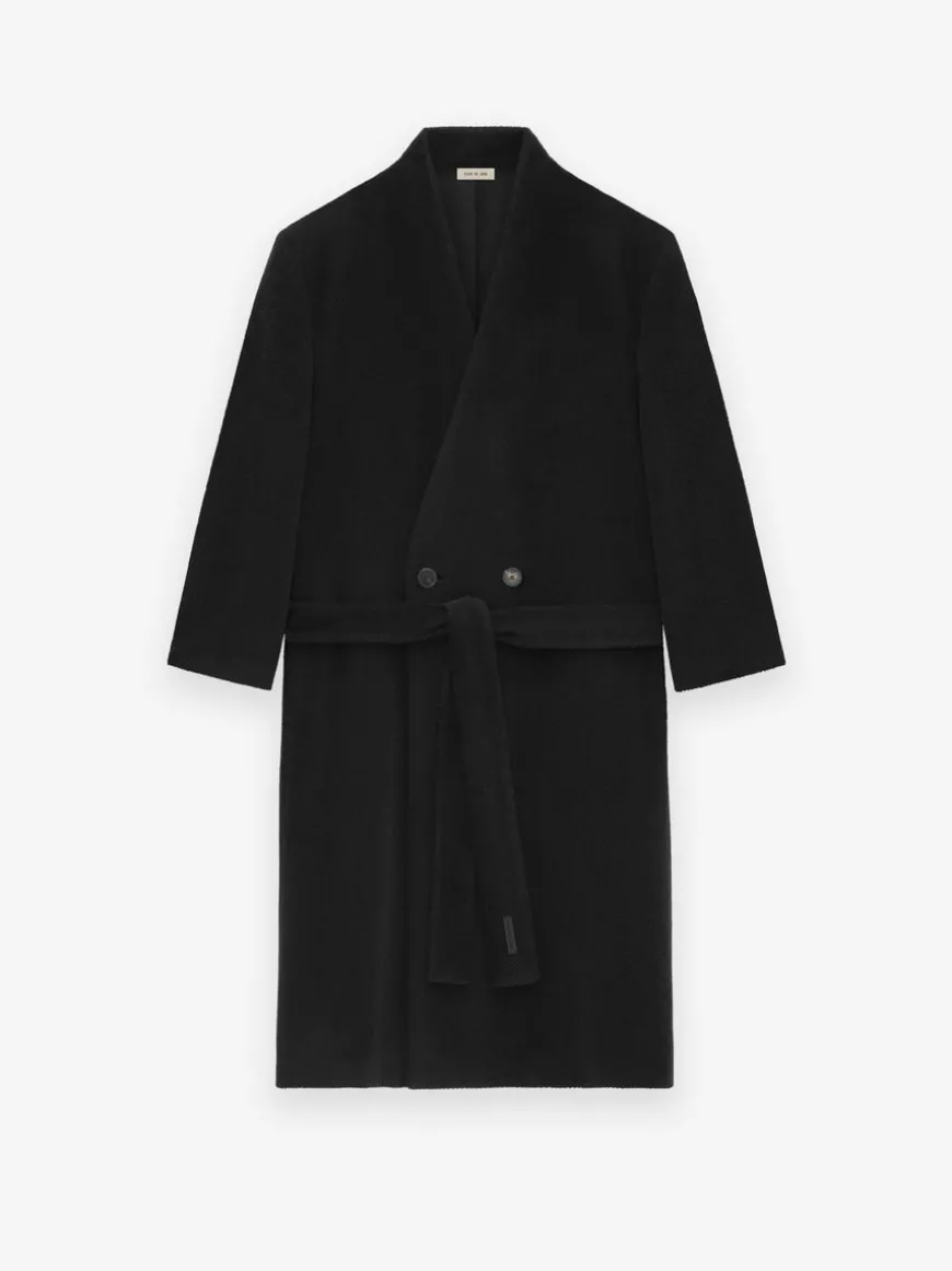 Alpaca Herringbone Lapelless Coat