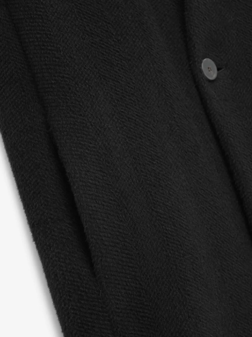 Alpaca Herringbone Lapelless Coat