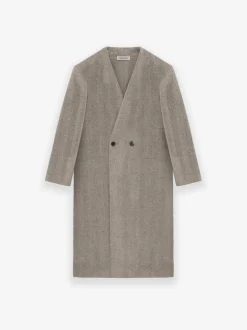 Alpaca Herringbone Lapelless Coat