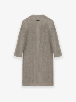 Alpaca Herringbone Lapelless Coat