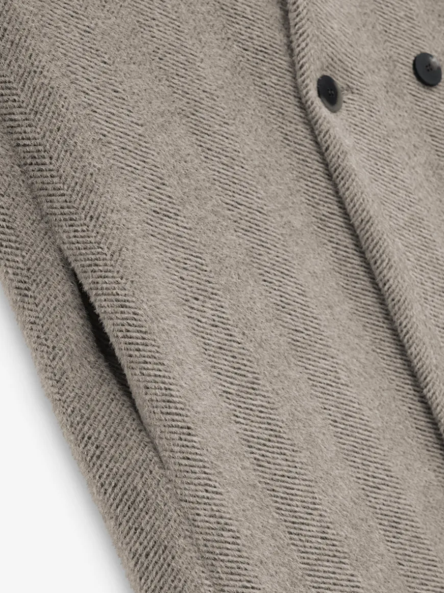 Alpaca Herringbone Lapelless Coat
