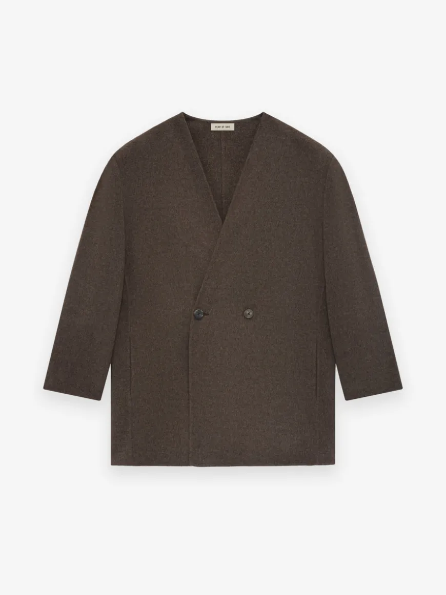 Brushed Wool Cashmere Lapelless Blazer