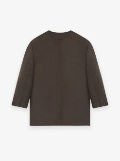Brushed Wool Cashmere Lapelless Blazer