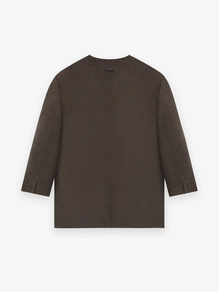 Brushed Wool Cashmere Lapelless Blazer
