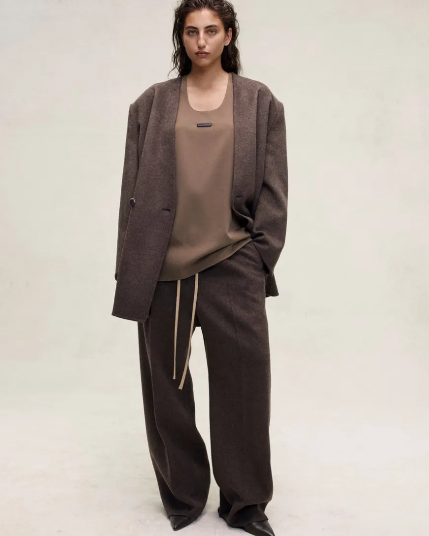 Brushed Wool Cashmere Lapelless Blazer