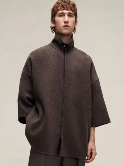 Brushed Wool Cashmere Short Sleeve Jacket
