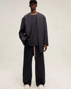 Brushed Wool Cashmere Wide Leg Pants