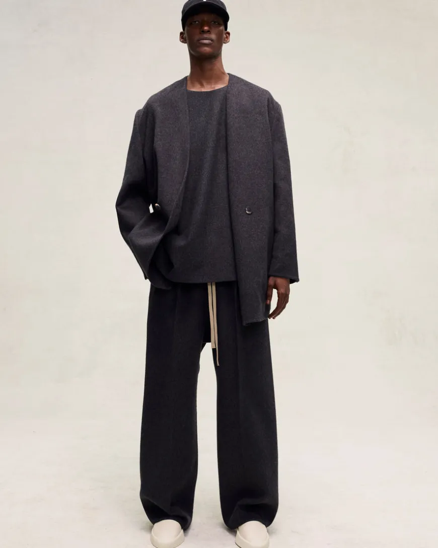 Brushed Wool Cashmere Wide Leg Pants