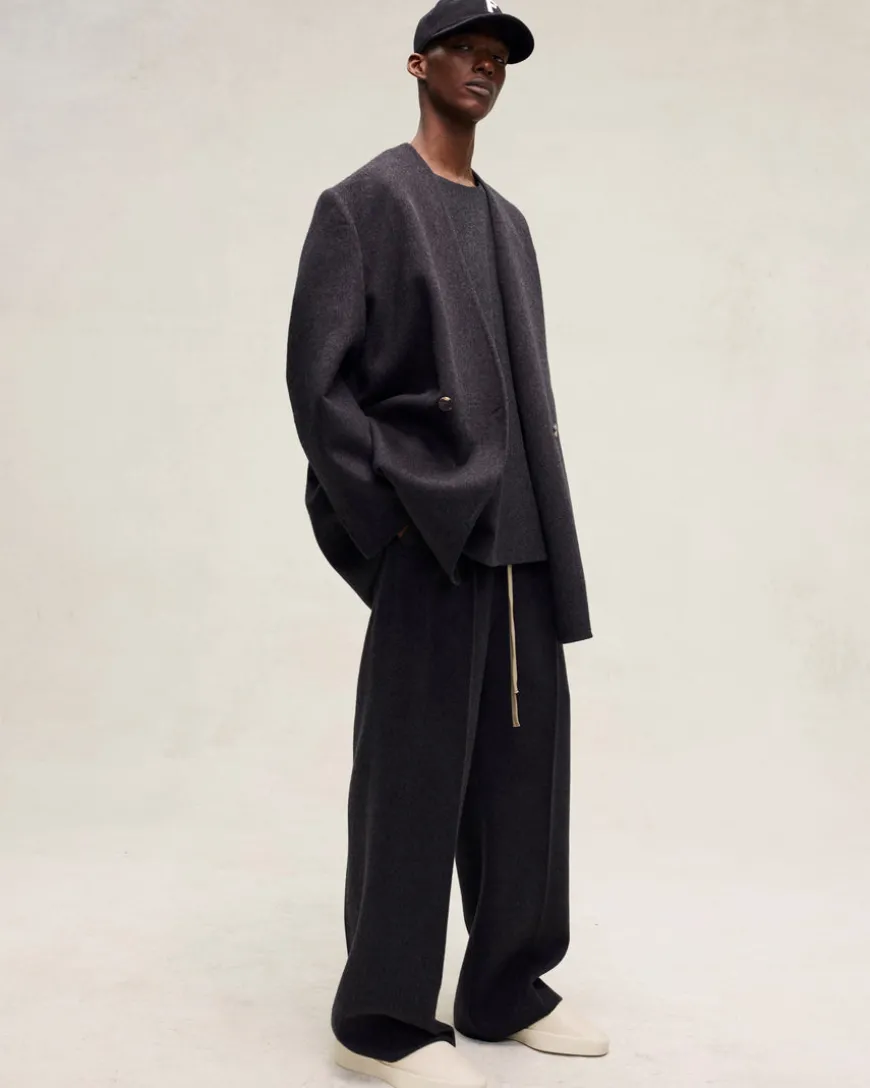 Brushed Wool Cashmere Wide Leg Pants