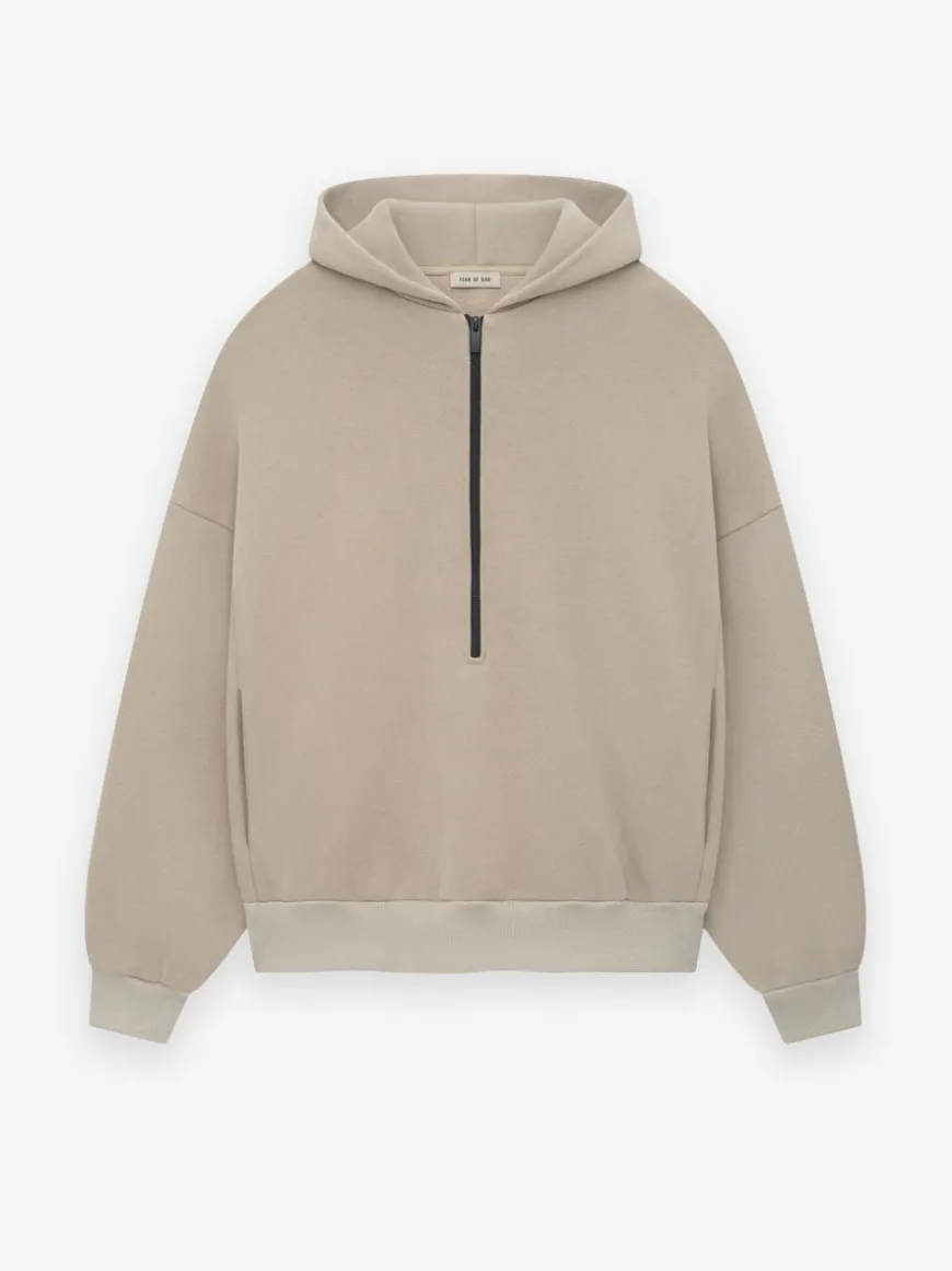 Cotton Cashmere Fleece Half Zip Hoodie