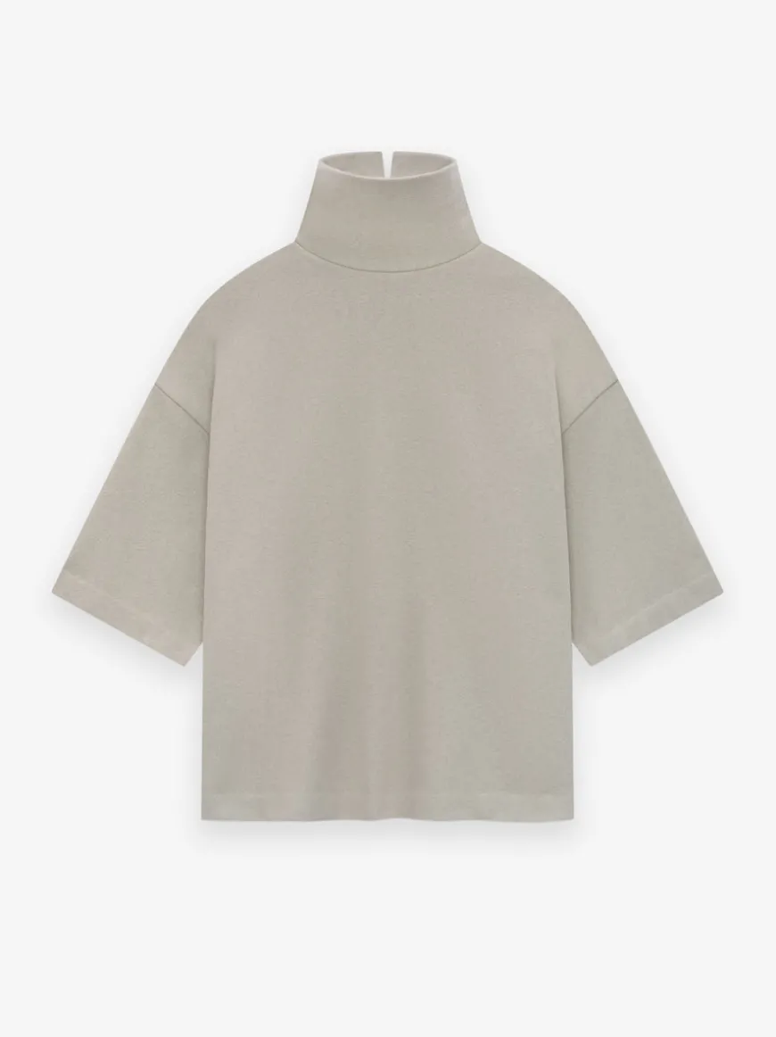 Cotton Wool High Neck Short Sleeve Shirt