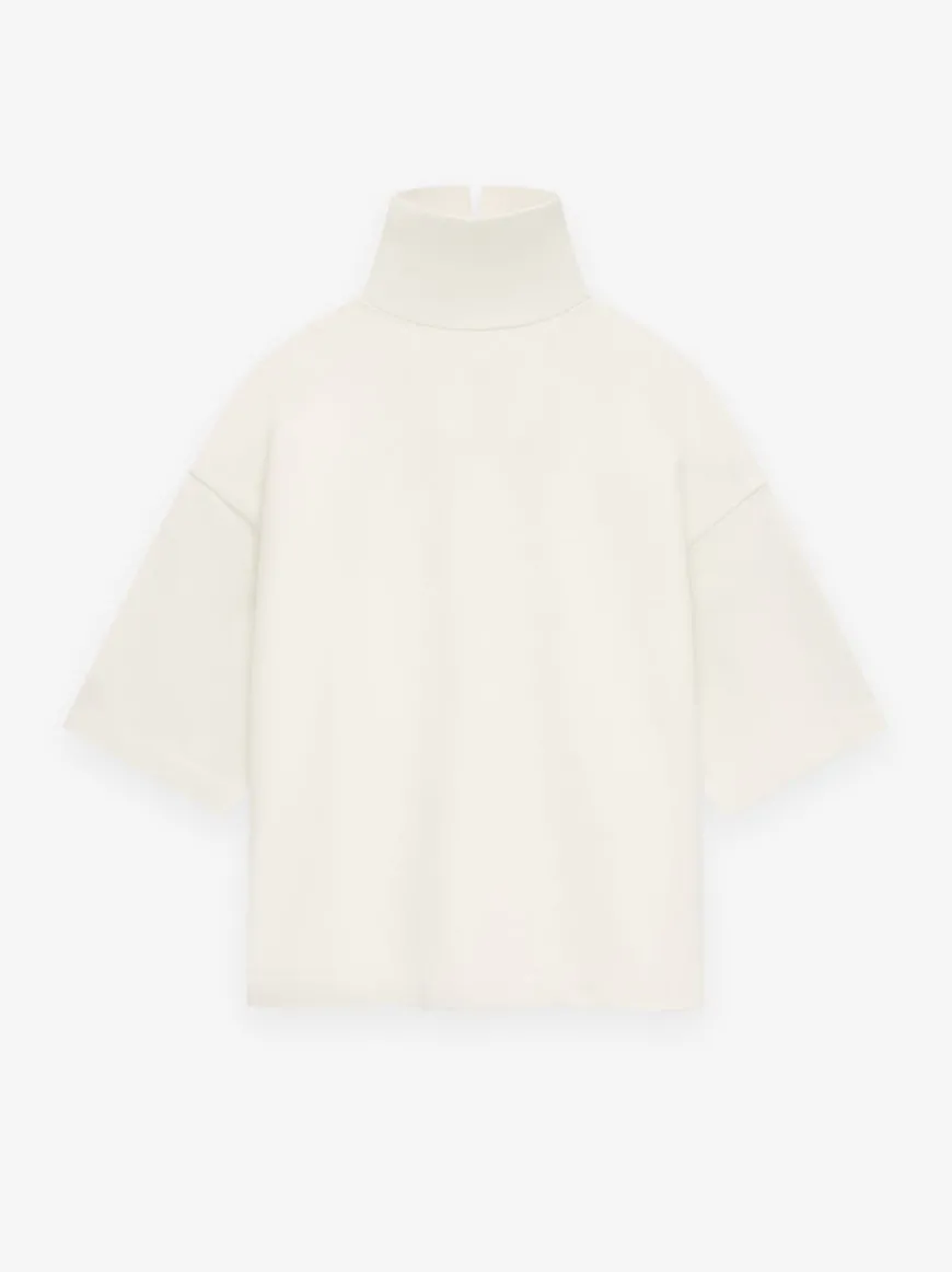 Cotton Wool High Neck Short Sleeve Shirt