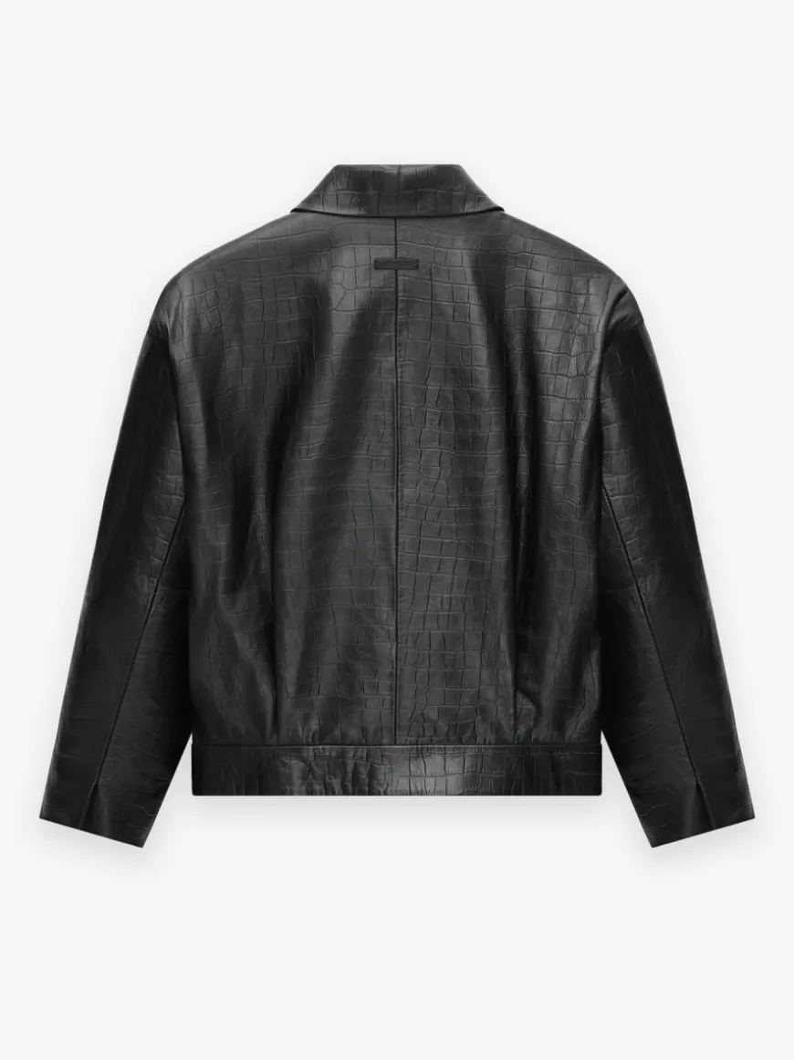 Crocodile Embossed Leather Jacket