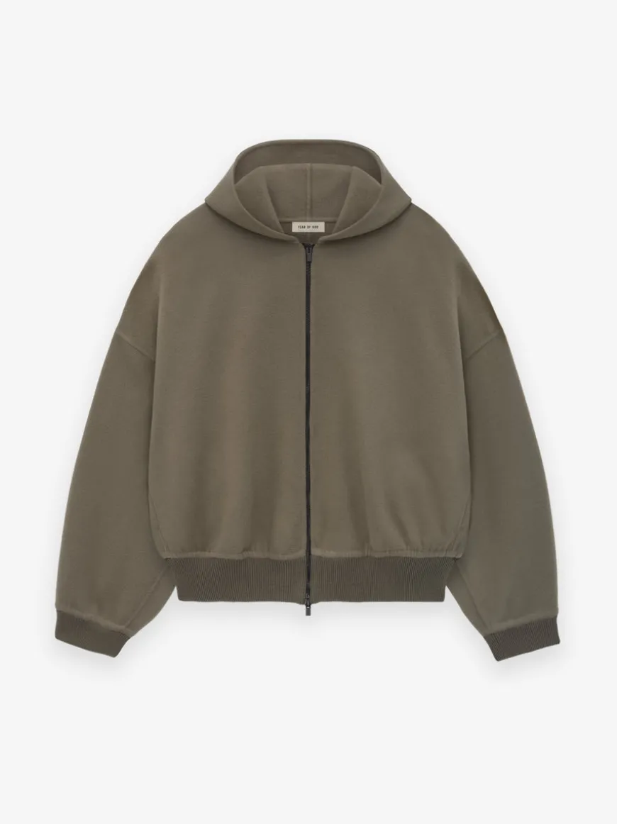 Double Wool Cashmere Hooded Bomber
