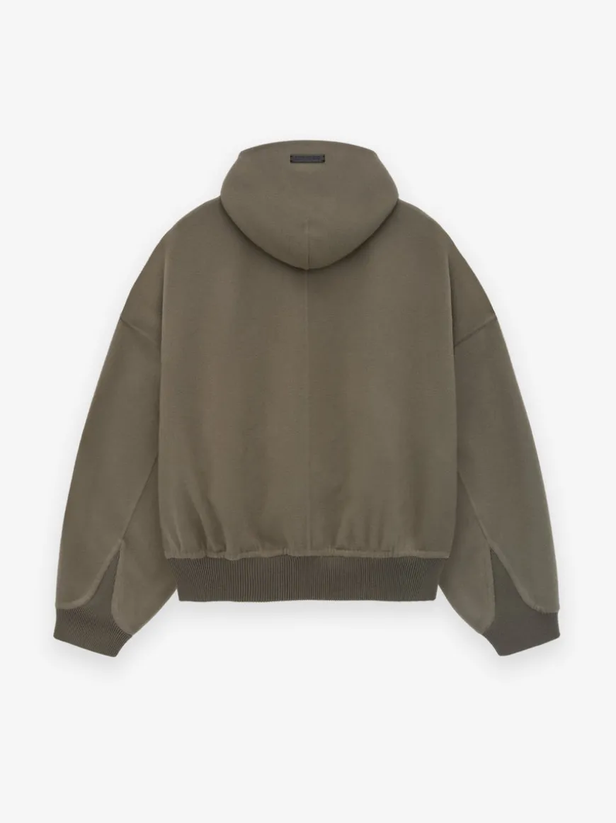 Double Wool Cashmere Hooded Bomber