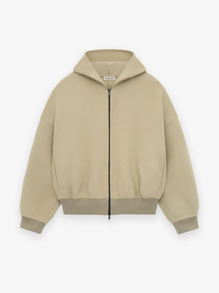 Double Wool Cashmere Hooded Bomber