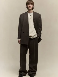 Heavy Wool Drawstring Wide Leg Pant