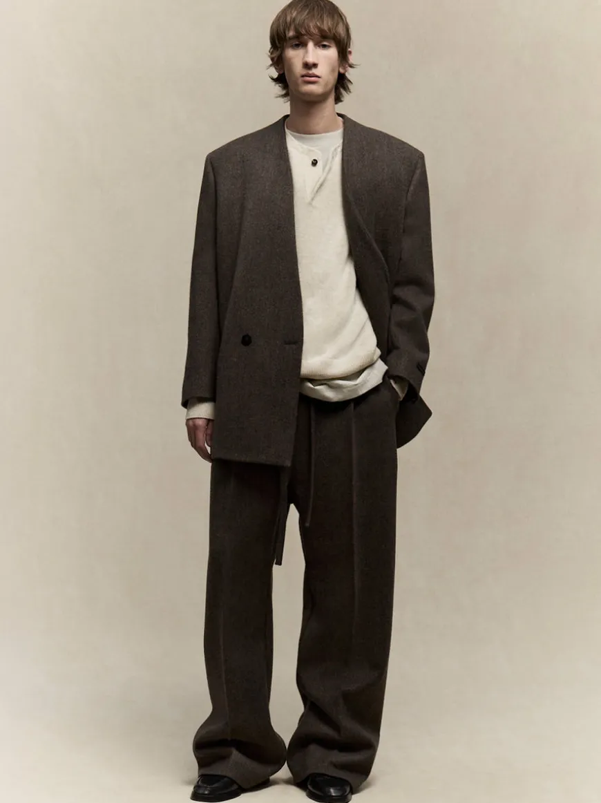 Heavy Wool Drawstring Wide Leg Pant