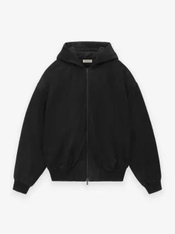 Leather Hooded Bomber