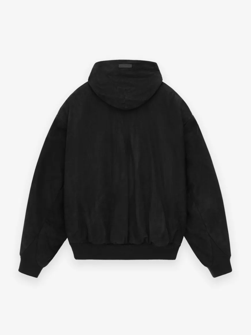 Leather Hooded Bomber