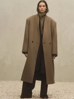 Melton Wool Lapelless Coat
