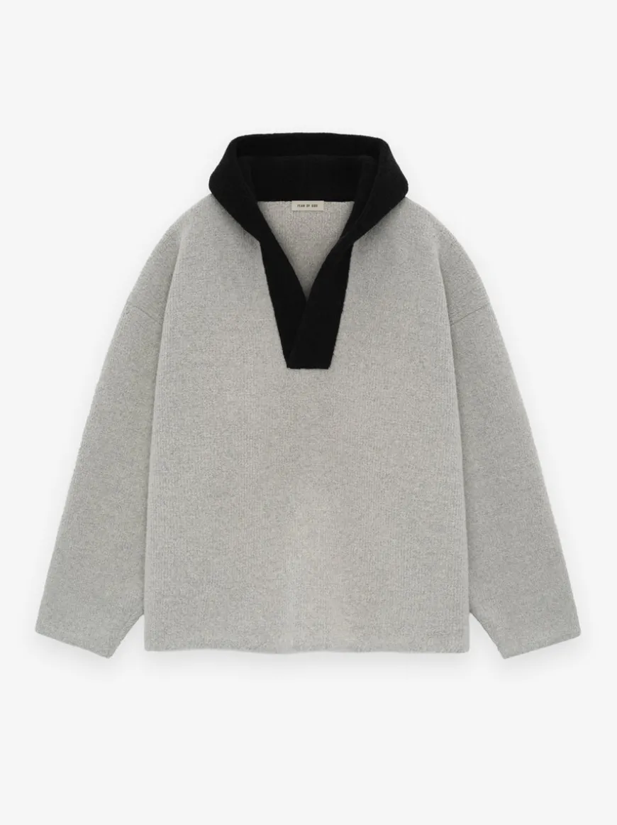 Merino Boucle Polo Hoodie