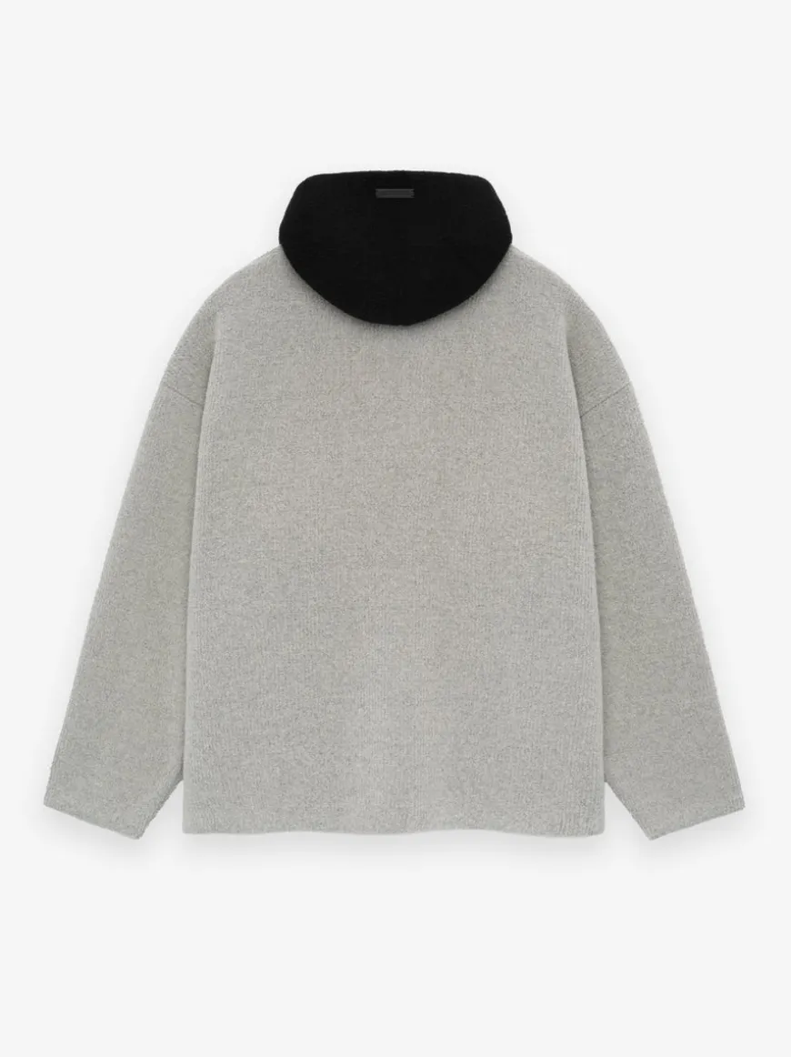 Merino Boucle Polo Hoodie