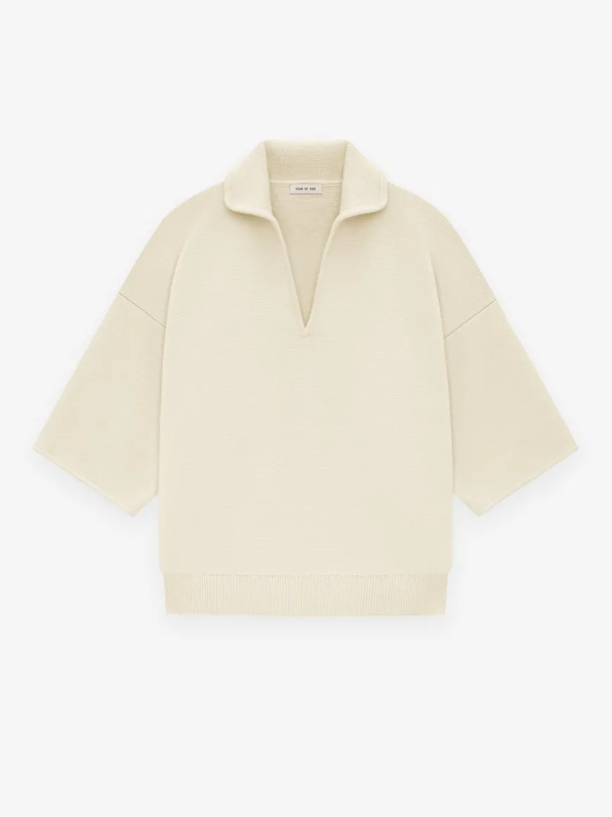 Merino Short Sleeve Polo Sweater