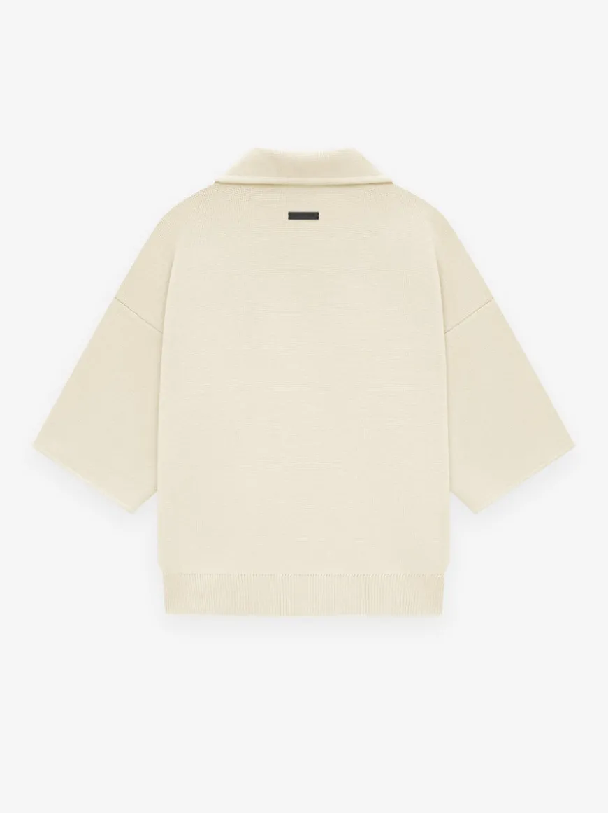 Merino Short Sleeve Polo Sweater