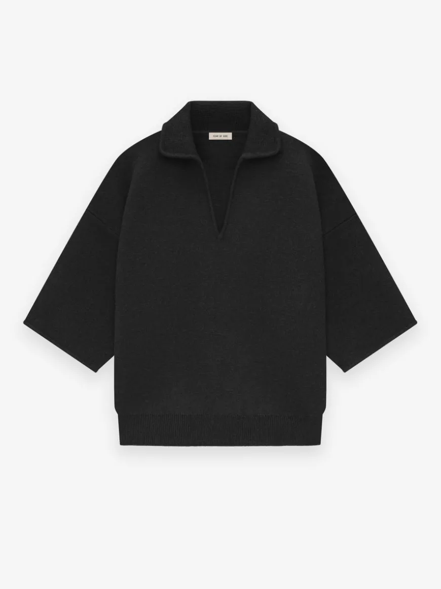 Merino Short Sleeve Polo Sweater