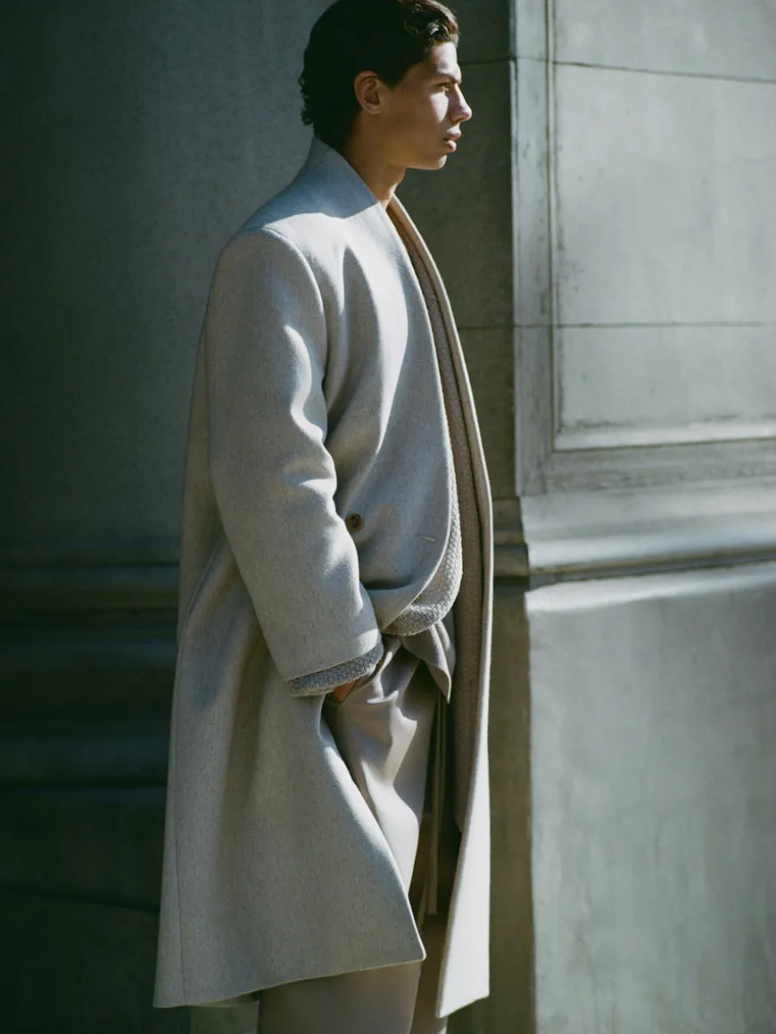 Military Wool Lapelless Coat