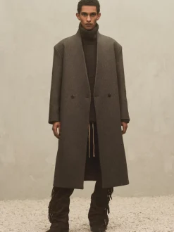 Military Wool Lapelless Coat
