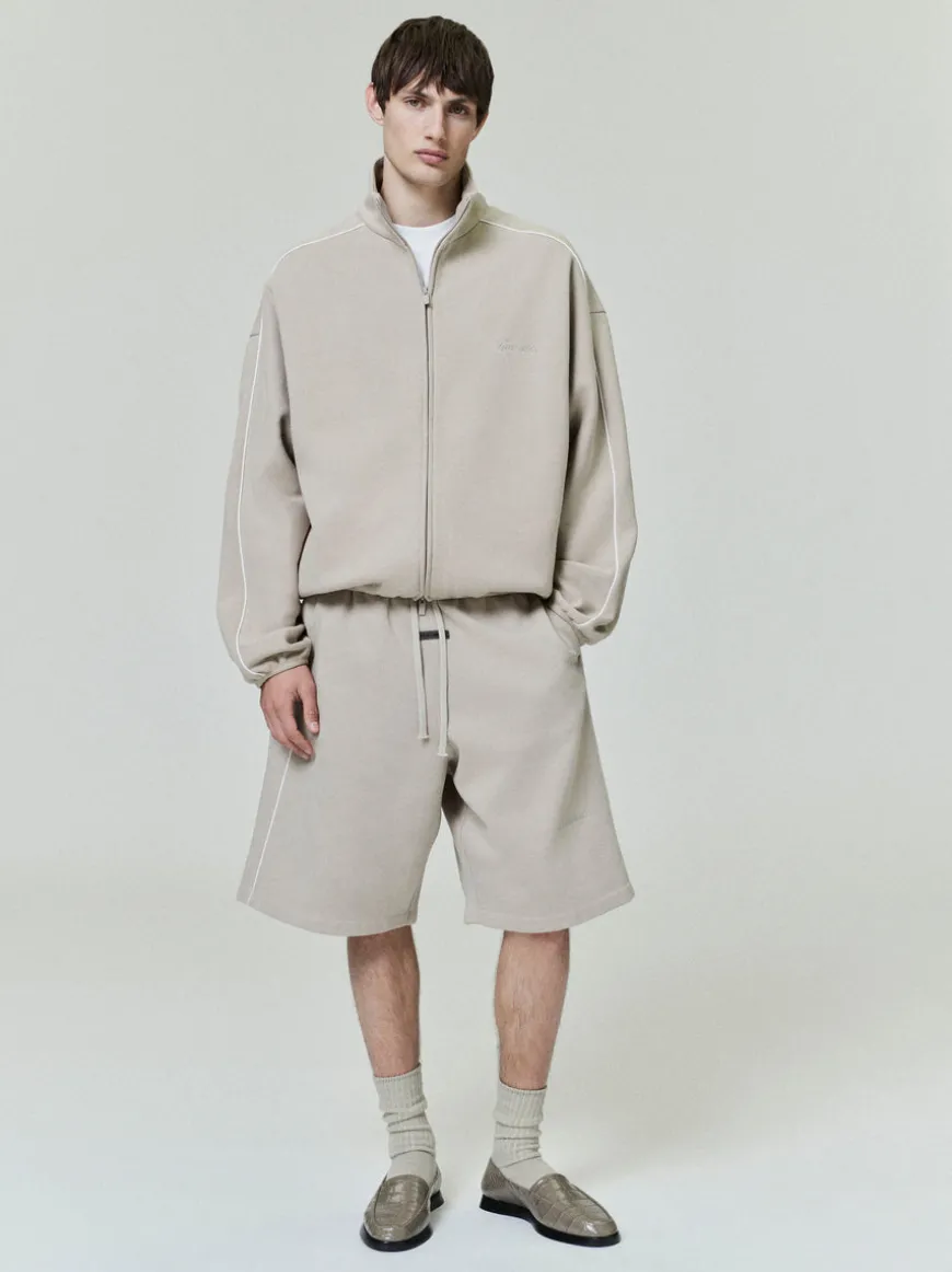 Modern Fleece Track Jacket With Piping