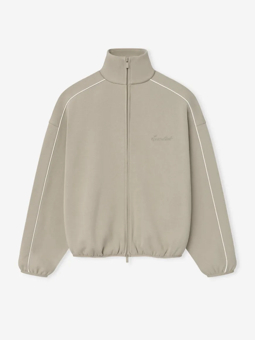 Modern Fleece Track Jacket With Piping