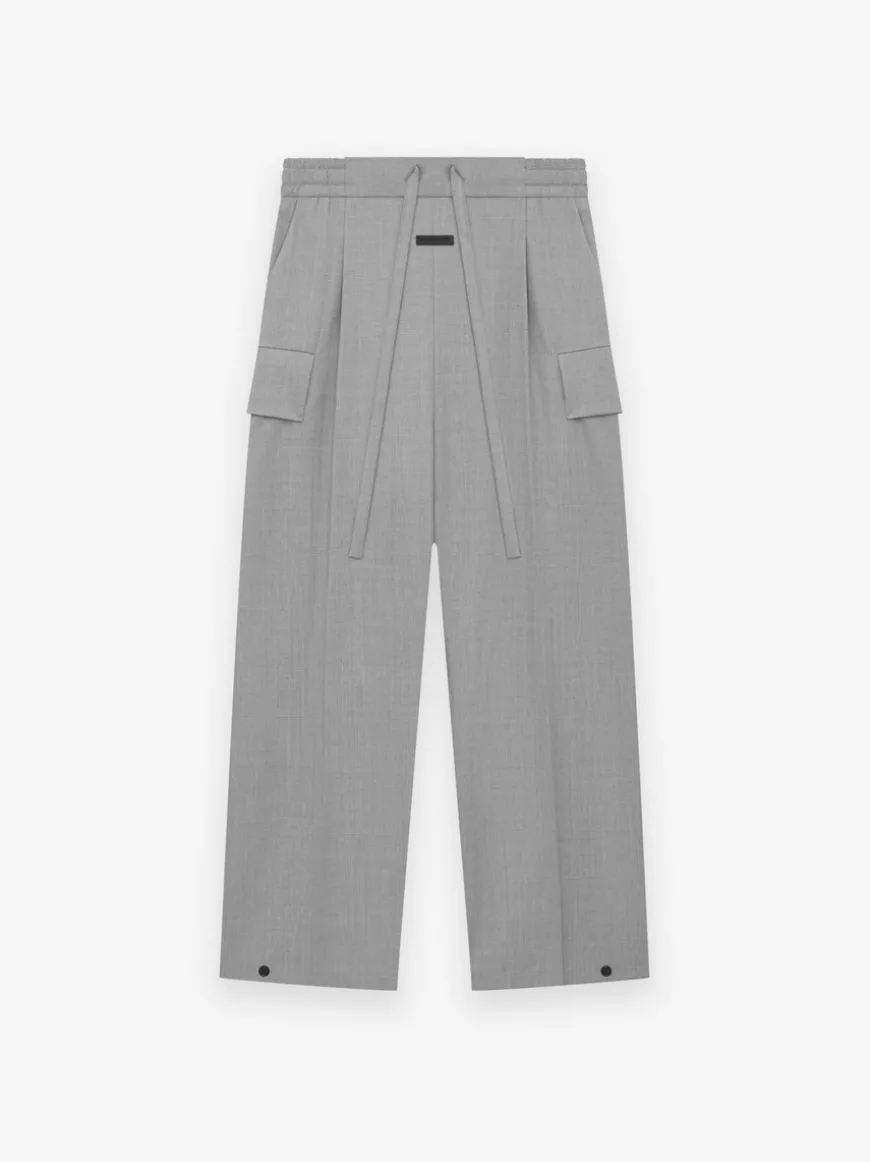 Nylon Wool Wide Leg Cargo Pant