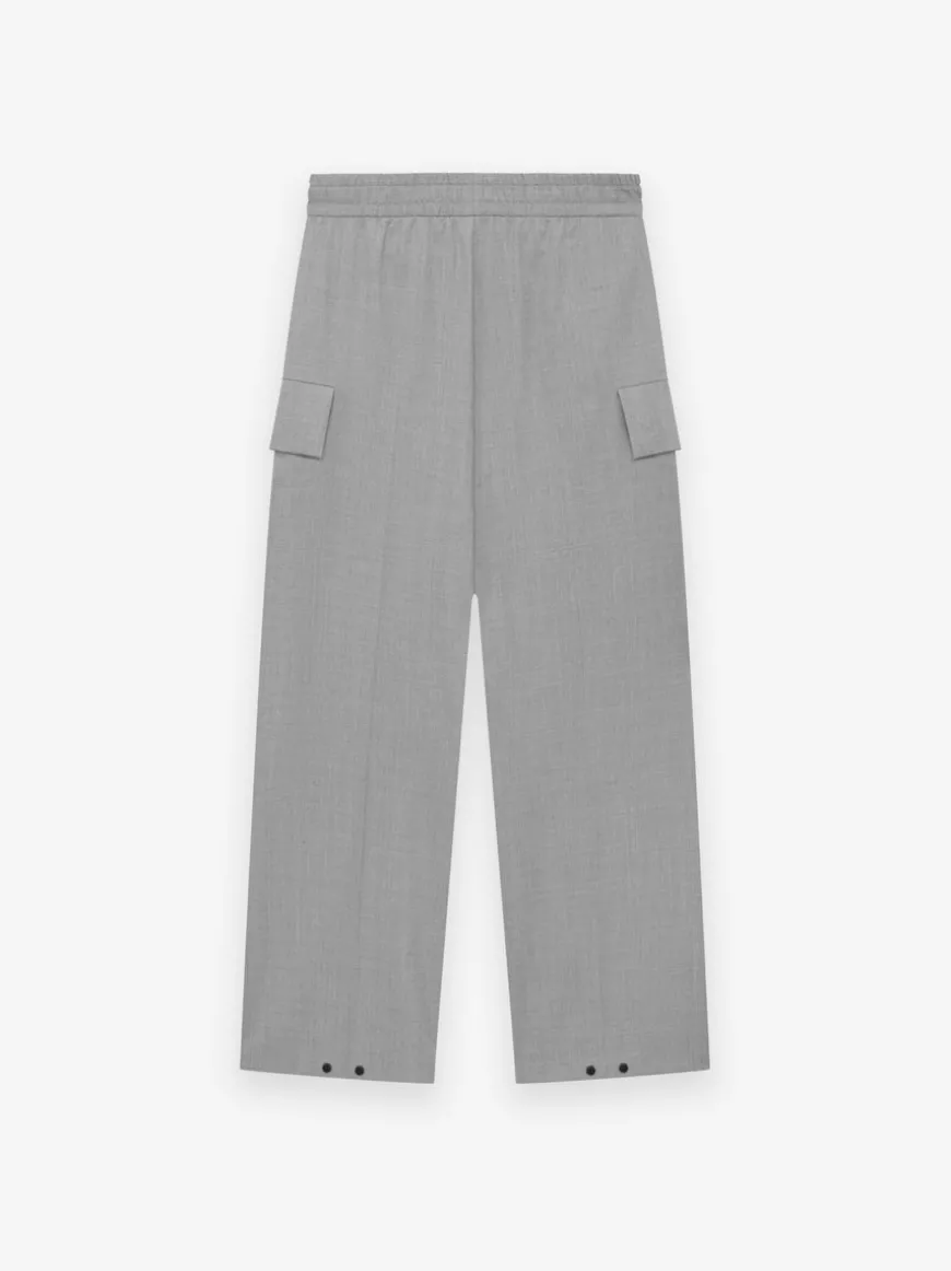 Nylon Wool Wide Leg Cargo Pant