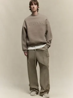 Nylon Wool Wide Leg Cargo Pant