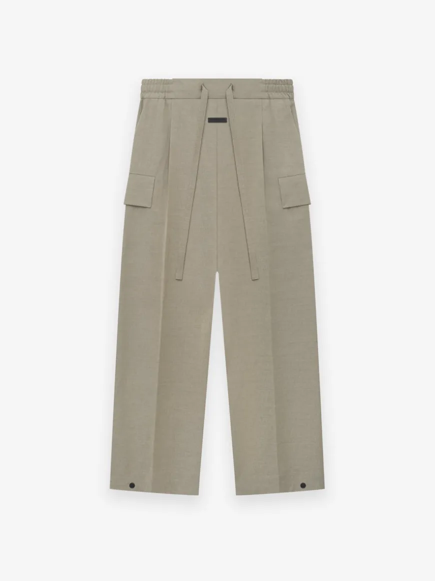 Nylon Wool Wide Leg Cargo Pant