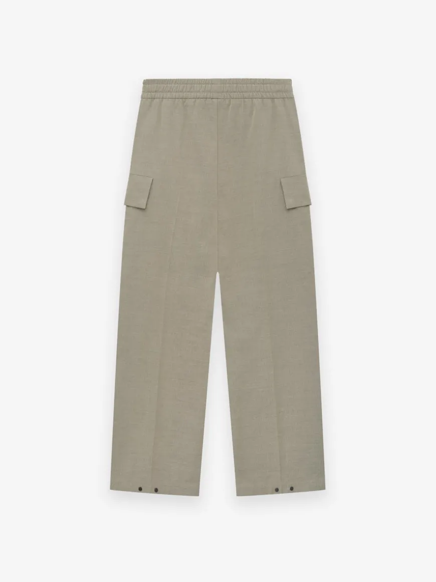 Nylon Wool Wide Leg Cargo Pant