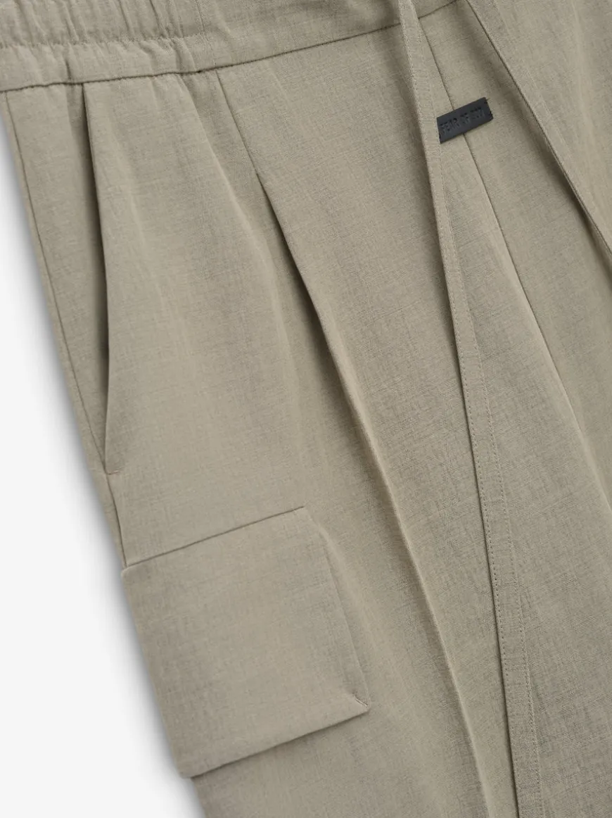 Nylon Wool Wide Leg Cargo Pant