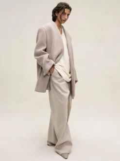Pique Knit Lapelless Blazer