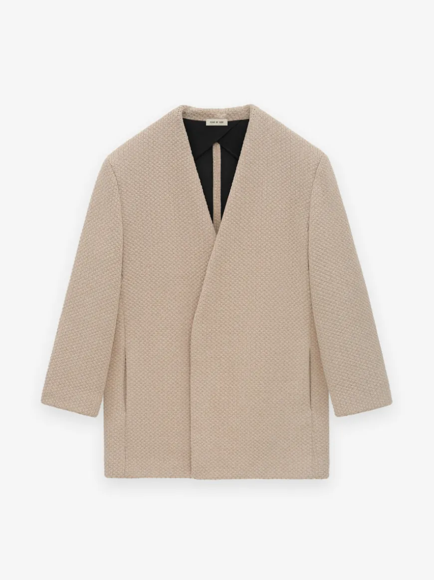Pique Knit Lapelless Blazer
