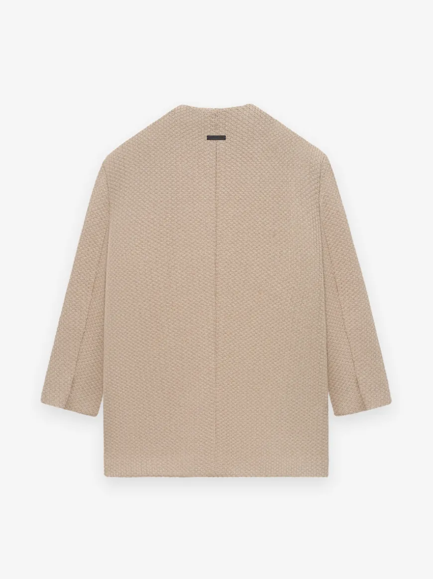 Pique Knit Lapelless Blazer
