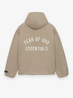 Textured Nylon Hooded Coaches Jacket