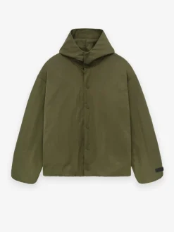 Textured Nylon Hooded Coaches Jacket