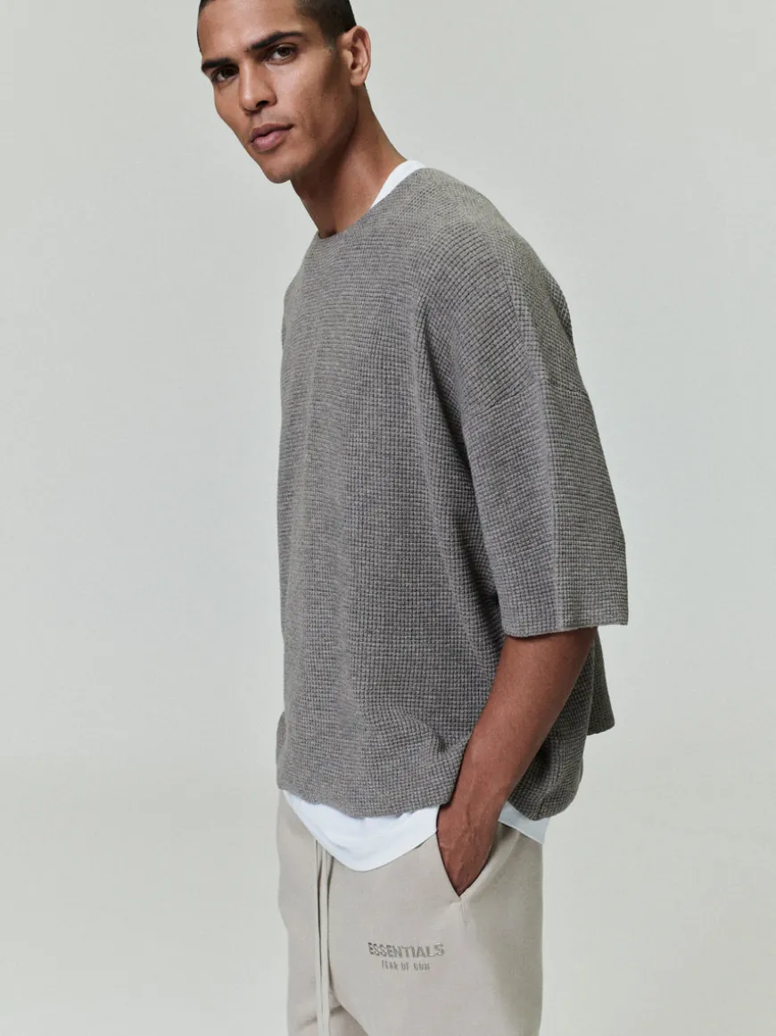 Waffle Short Sleeve Sweater