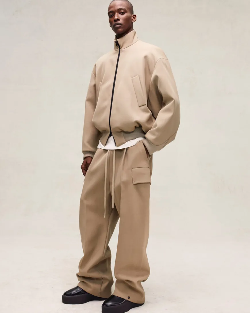 Weighted Twill Wide Leg Cargo Pants