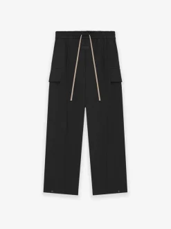 Weighted Twill Wide Leg Cargo Pants