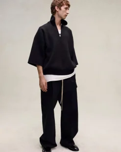 Weighted Twill Wide Leg Cargo Pants