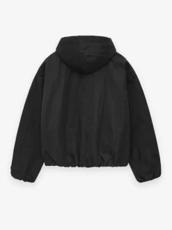 Womens Textured Nylon Hooded Bomber